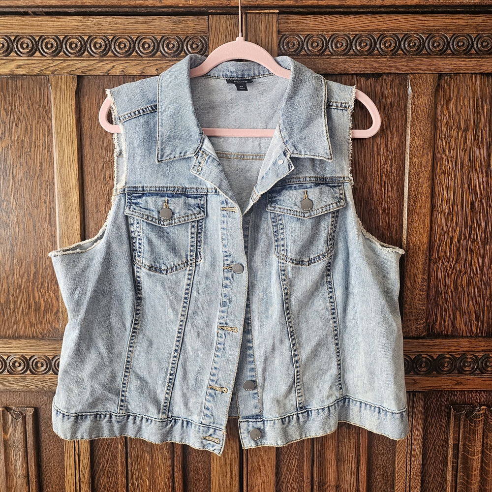 a.n.a. Light Blue Denim Vest Plus Size